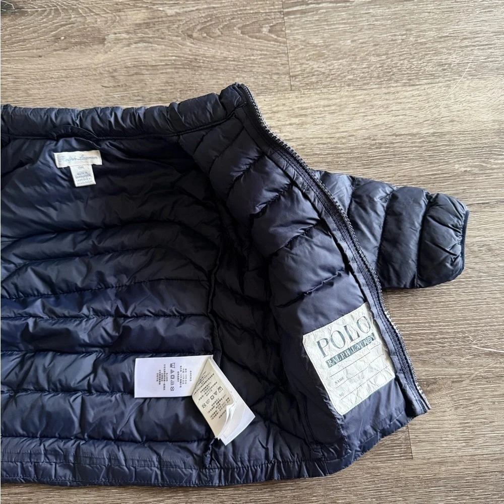 Ralph Lauren Navy Puffer Jacket with Red Logo
